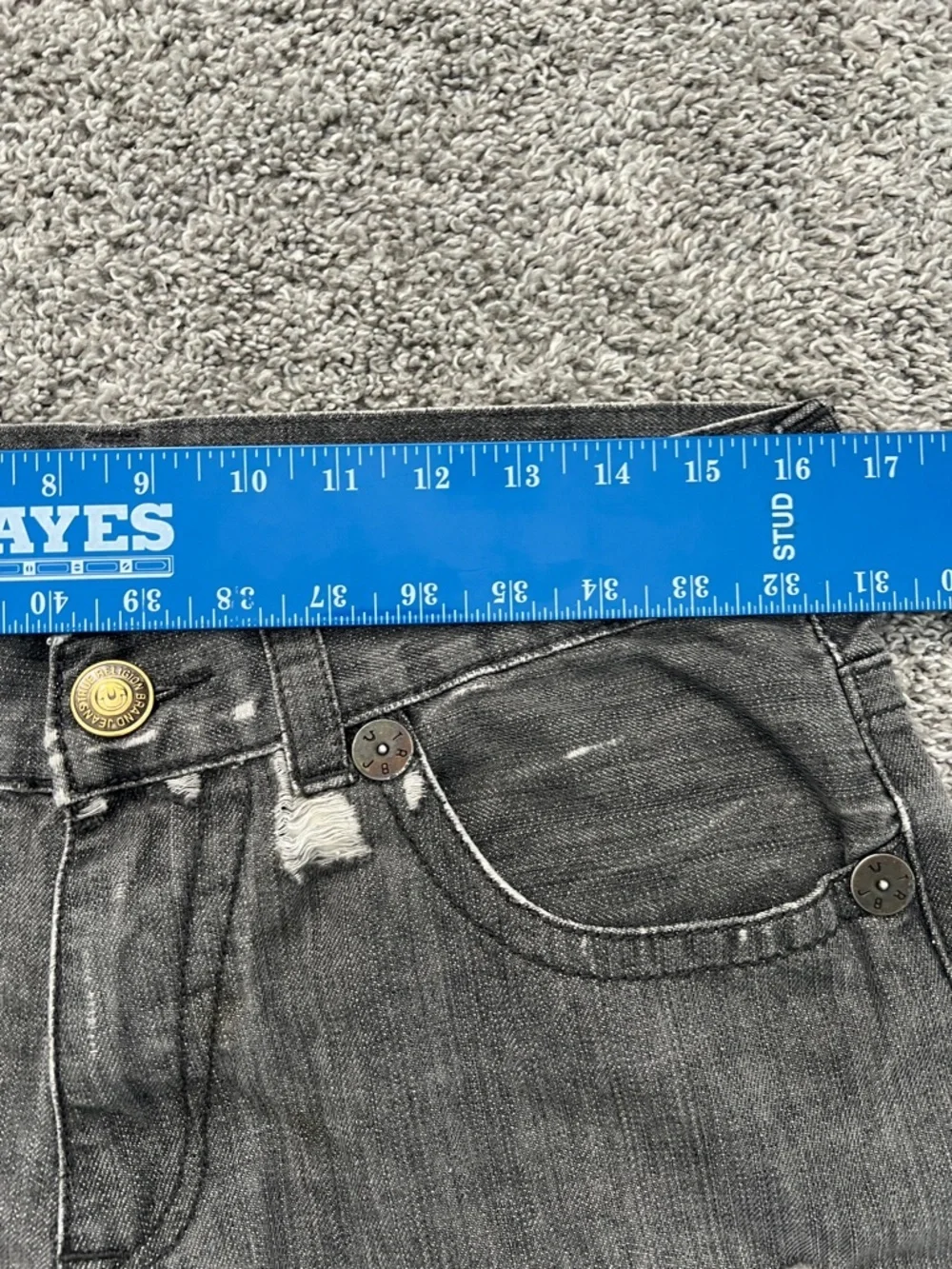 Rare True Religion Jack Men's Distressed Gray Black Jeans Straight Fit - Size 34